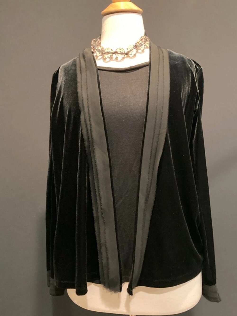 XS Charter Club Twofer Velvet Blouse Chiffon Lined Cardigan Eveningwear